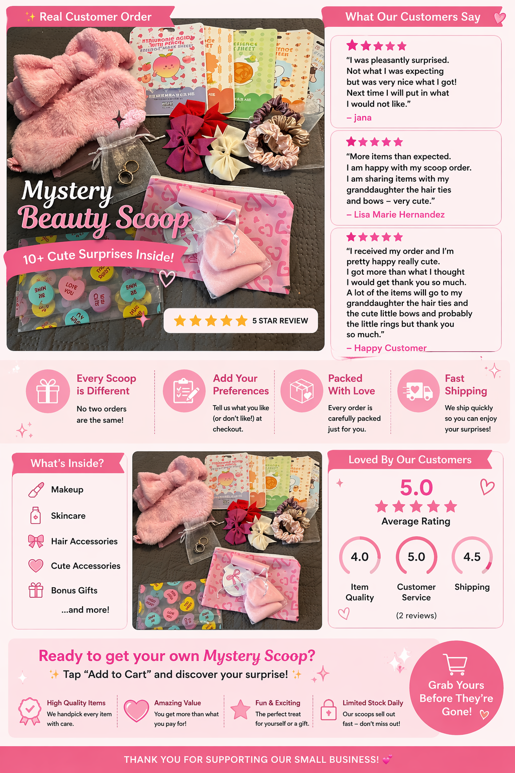 Mystery Beauty Scoop ✨ | Surprise Makeup & Skincare Bag | 10+ Cute Items | Gifts & Self Care Box